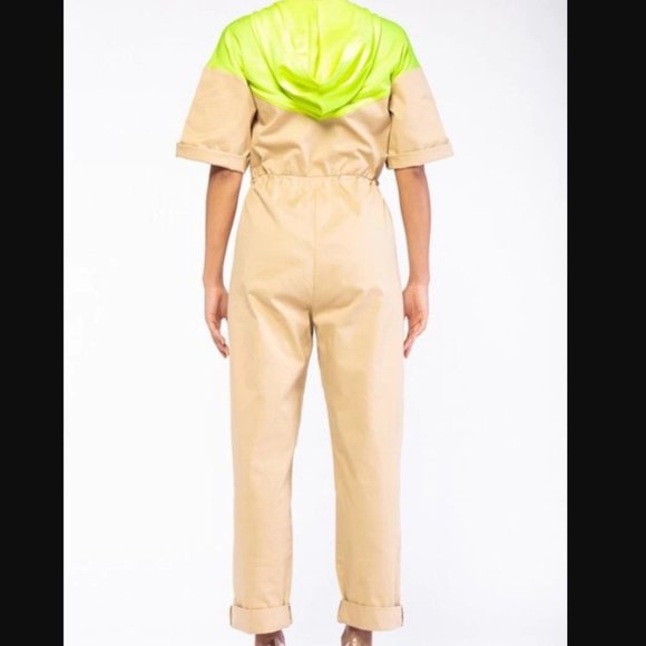 Rehab Lab | Beige & Yellow Coveralls Jumpsuit NWT - Picture 2 of 14
